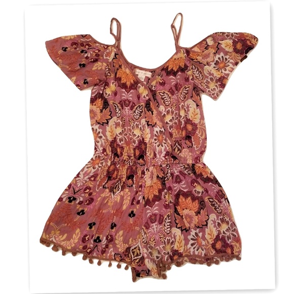 Band of Gypsies Pants - Band of Gypsies Cold Shoulder Pom Pom Romper
